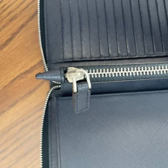 Prada 2ML220 Navy Saffiano Leather Long Organizer Wallet - Preowned